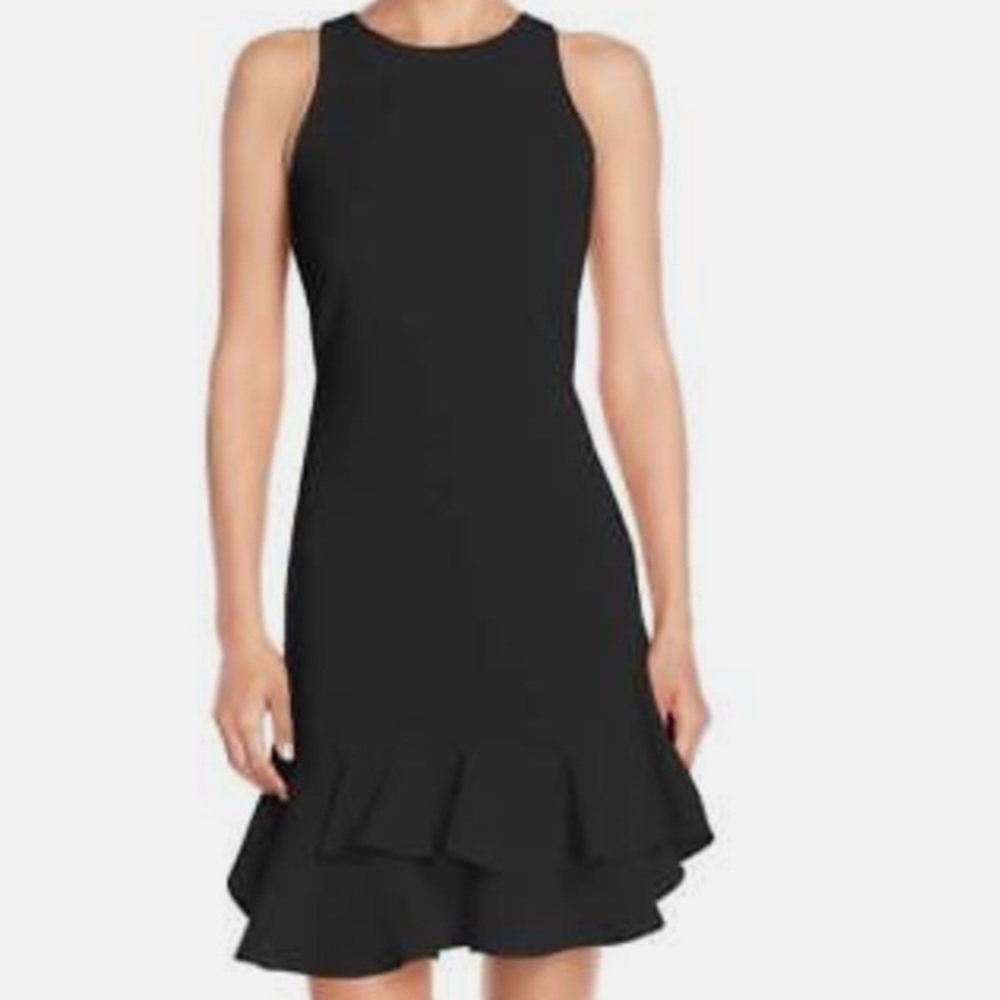 Chelsea28 Ruffled Little Black Dress